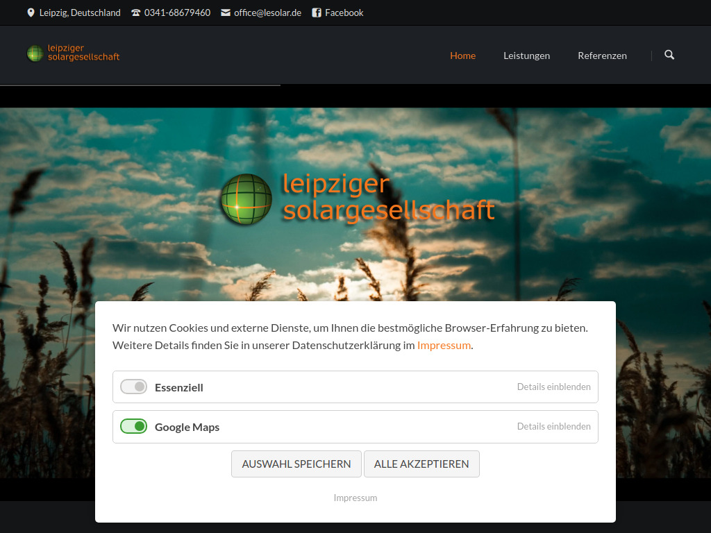 Website von Leipziger Solargesellschaft mbH in Leipzig