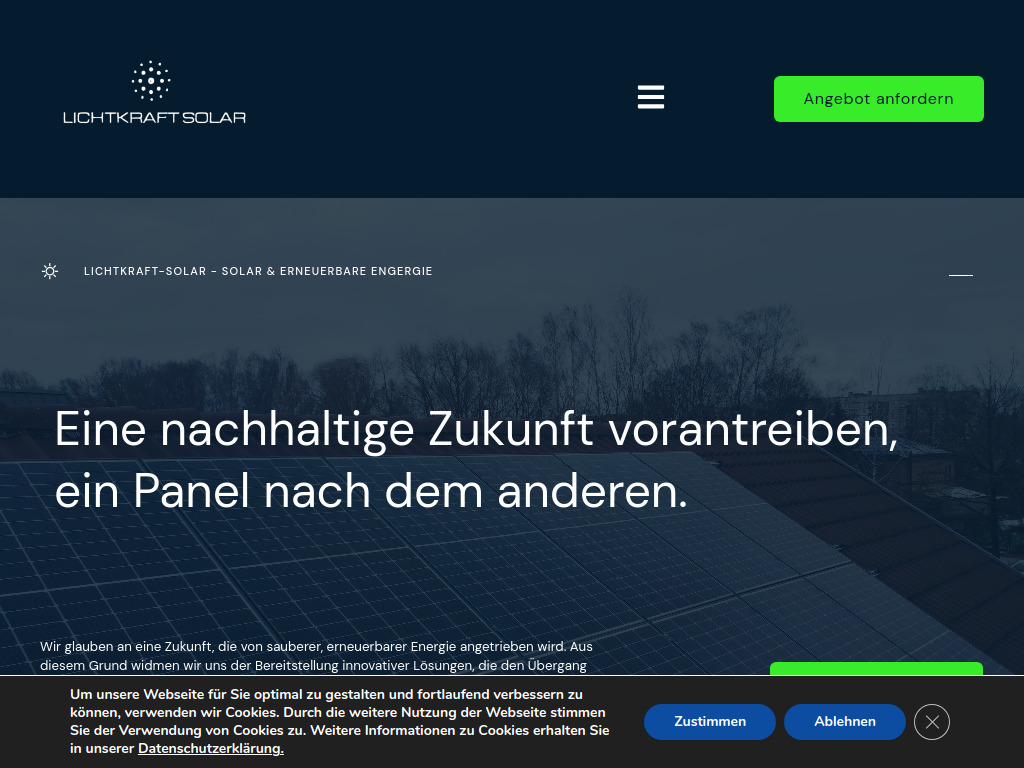 Website von Lichtkraft Solar GmbH in Gersthofen