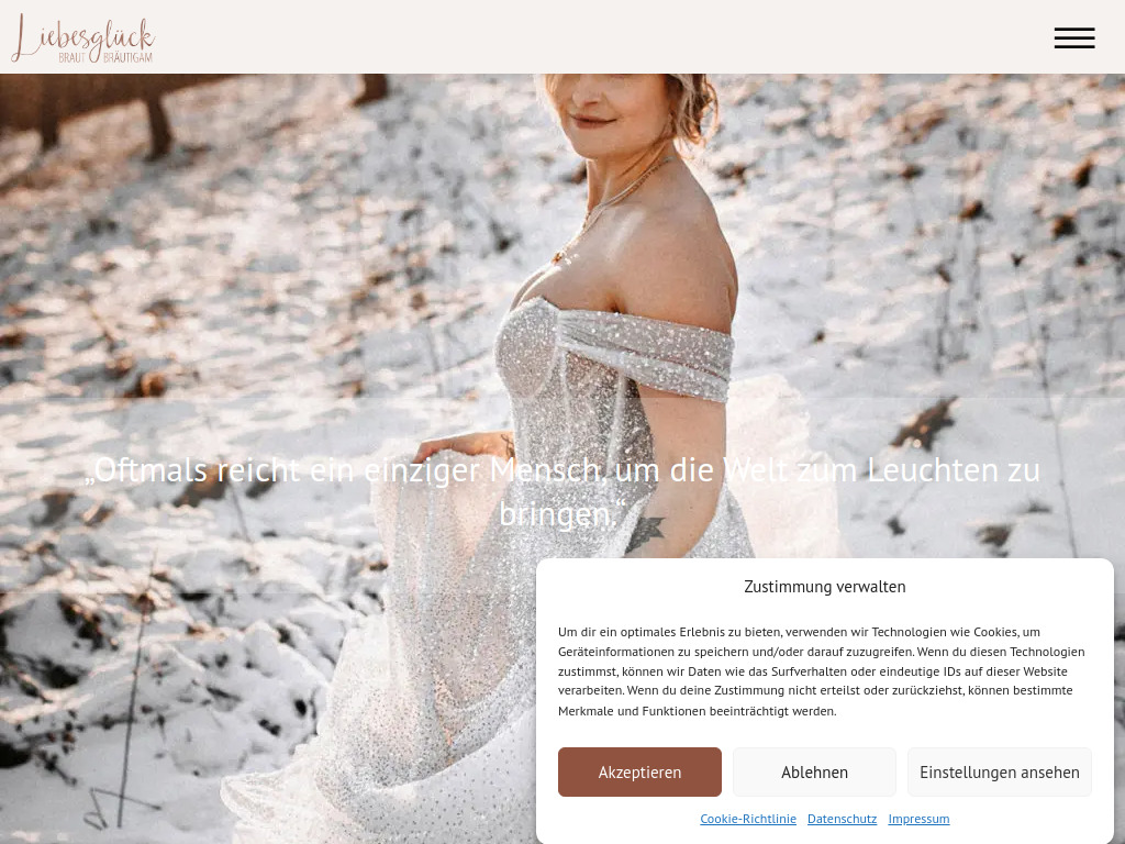 Website von Liebesglück - Braut & Bräutigam e.K. in Würzburg