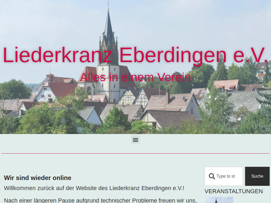 Website von Liederkranz Eberdingen e.V. in Vaihingen