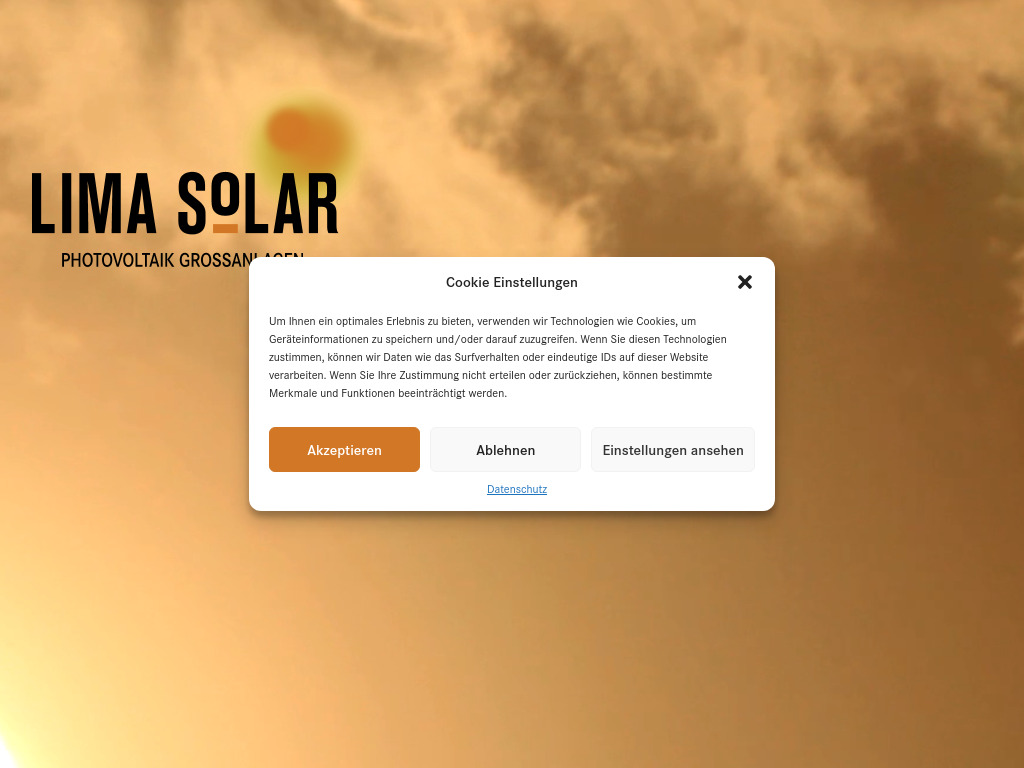 Website von LIMA Solar AG in Wil