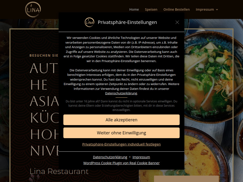 Website von LINA Bistro in Neuenhagen