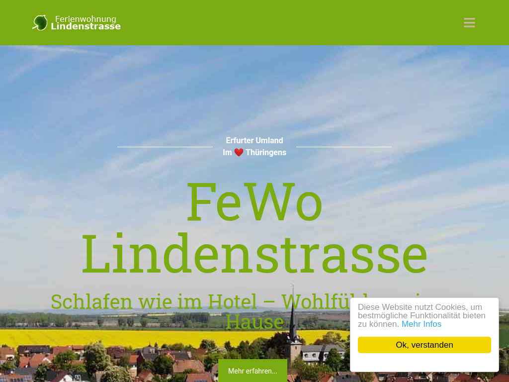 Website von Lindenstrasse FeWo in Großrudestedt