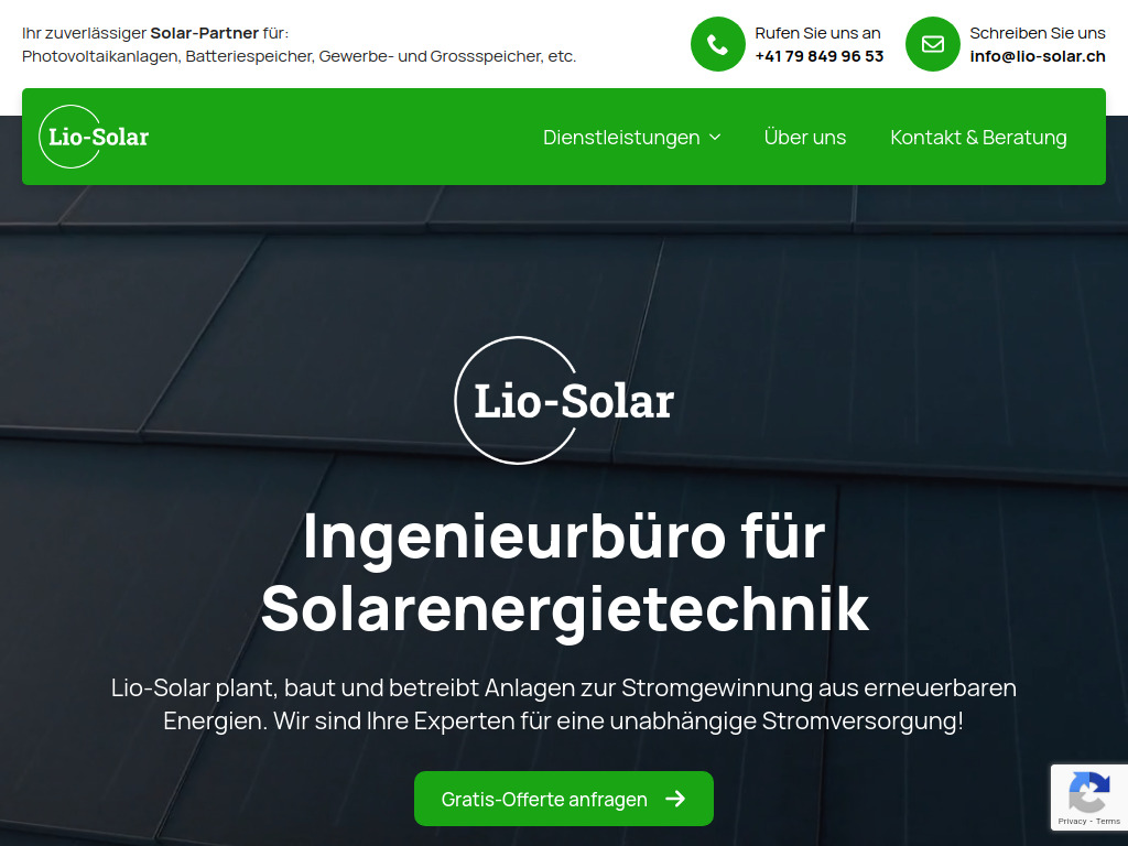 Website von Lio-Solar GmbH in Niederteufen