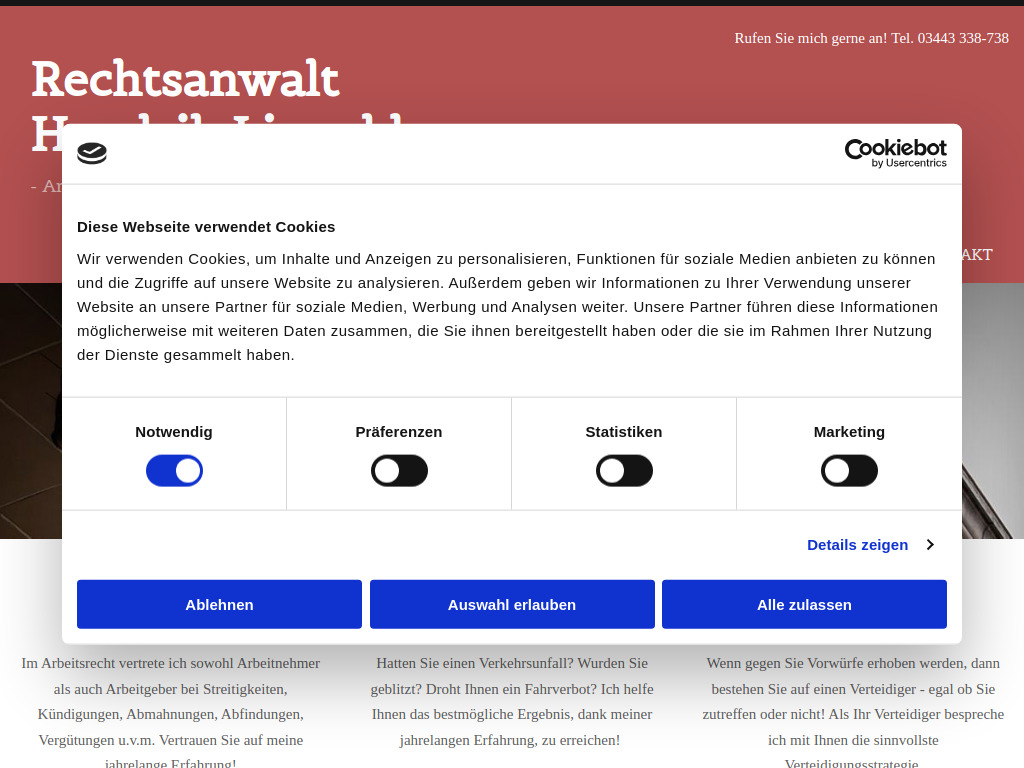 Website von Rechtsanwalt Hendrik Lippold in Weißenfels