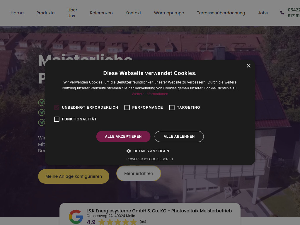 Website von L&K Energiesysteme GmbH & Co. KG in Melle