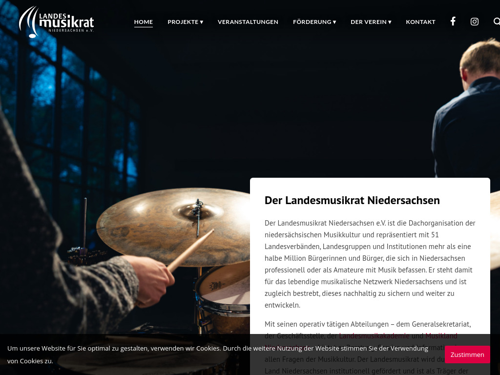 Website von Landesmusikrat Niedersachsen e.V. in Hannover