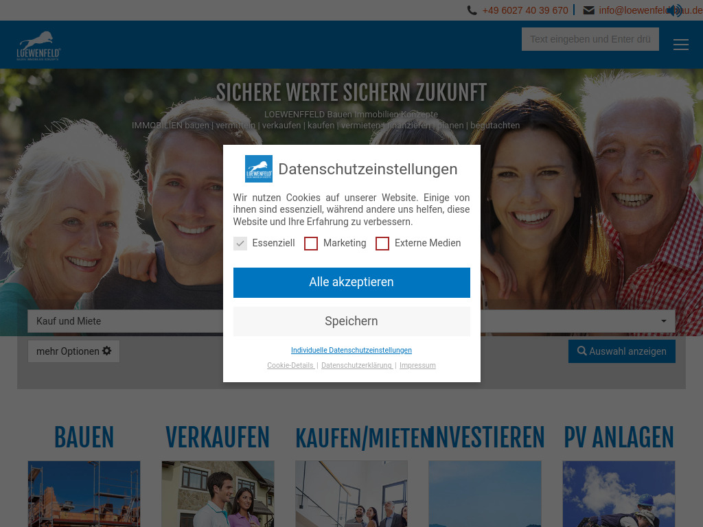 Website von LOEWENFELD Bauen Immobilien Konzepte GmbH in Gro