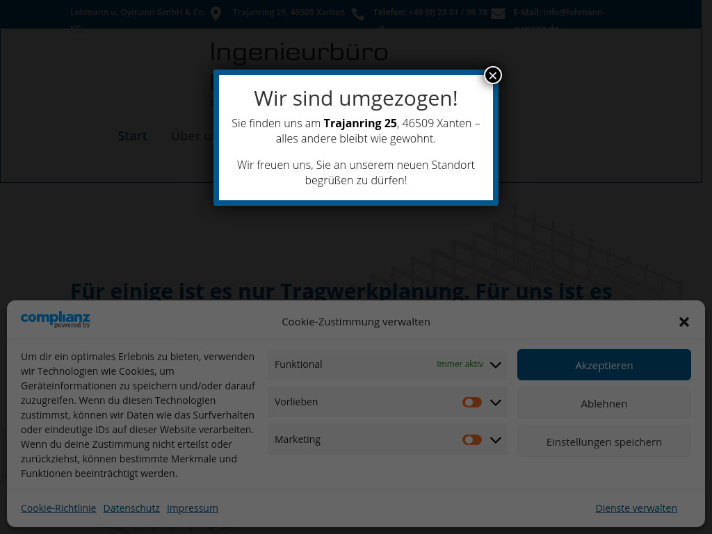 Website von Lohmann u. Oymann GmbH & Co. KG in Xanten