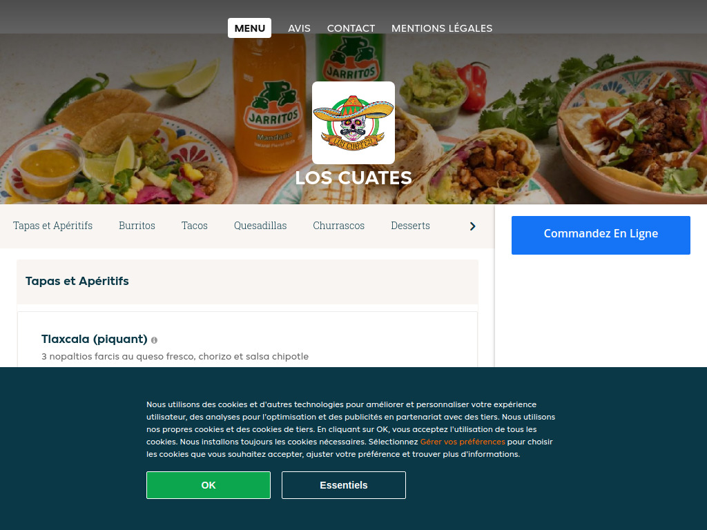 Website von Los Cuates in Nyon