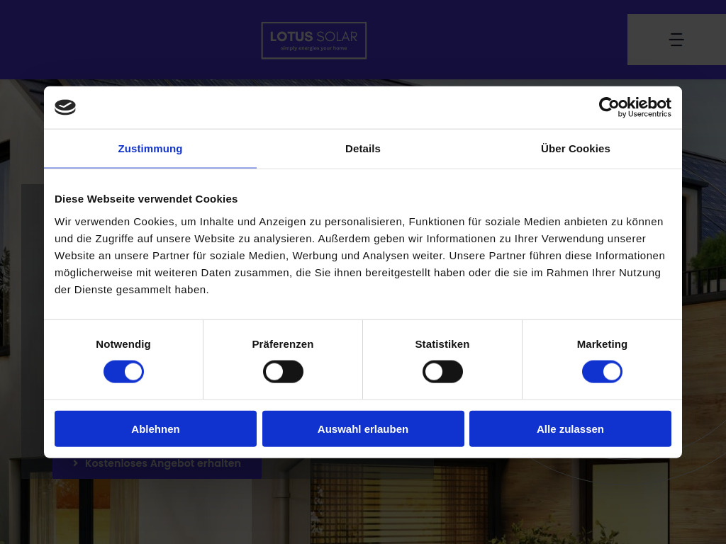 Website von Lotus Solar in Berlin