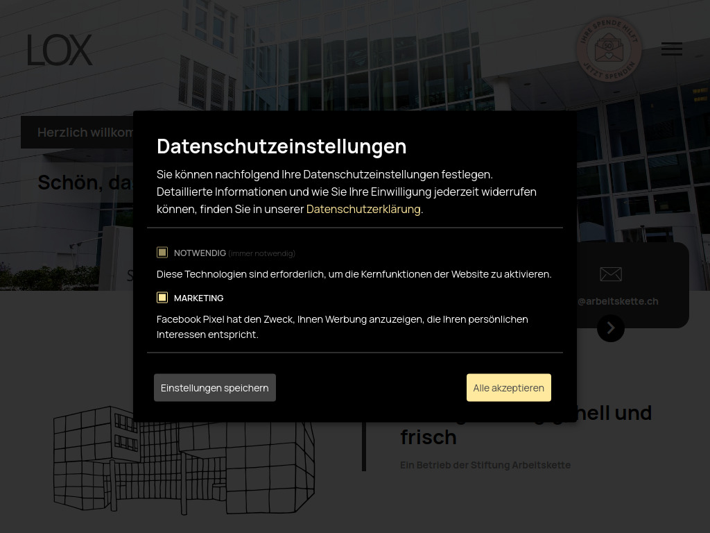 Website von LOX Restaurant in Schlieren