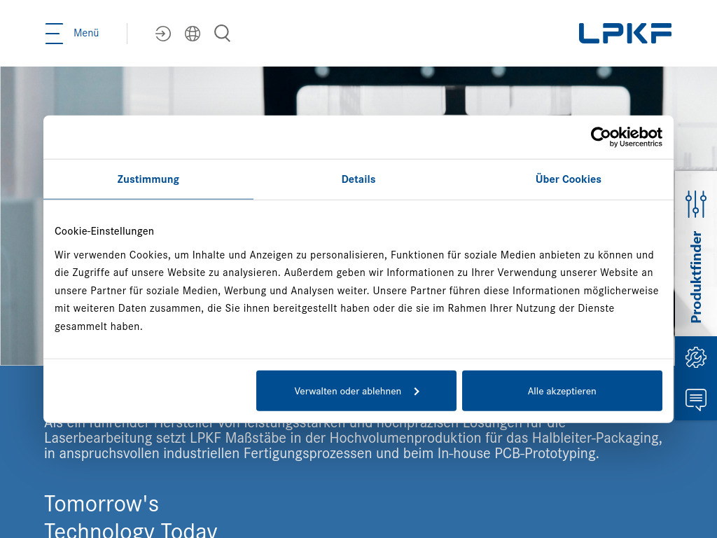 Website von LPKF Laser & Electronics SE in Garbsen