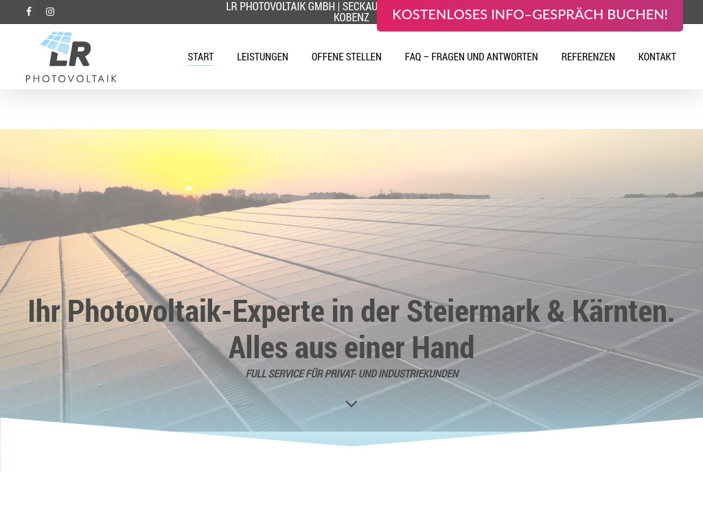 Website von LR-Photovoltaik GmbH in Kobenz