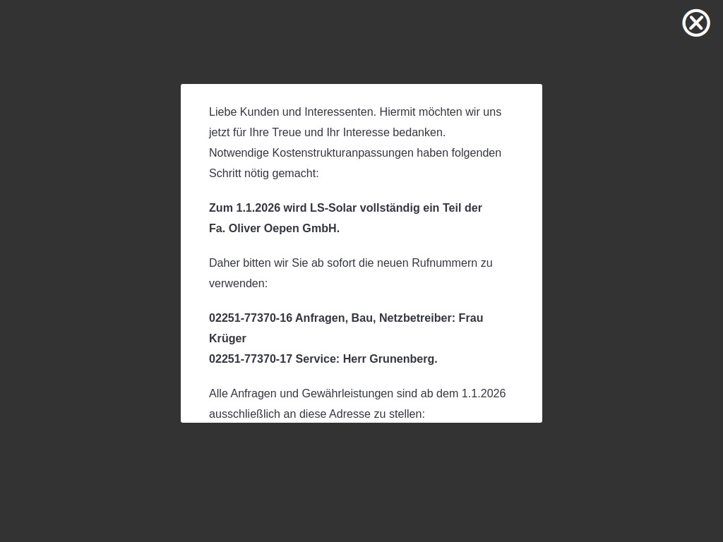 Website von LS-Solar GmbH in Euskirchen