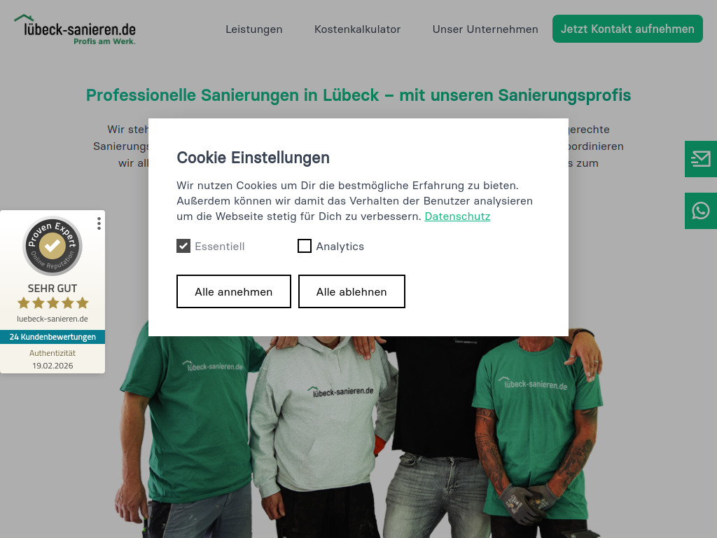 Website von Lübeck Sanieren Bau GmbH in Scharbeutz