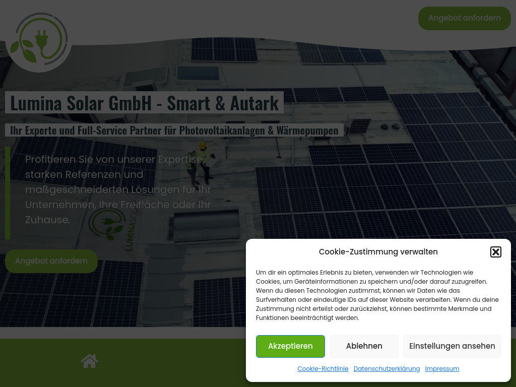 Website von Lumina Solar GmbH in Essen