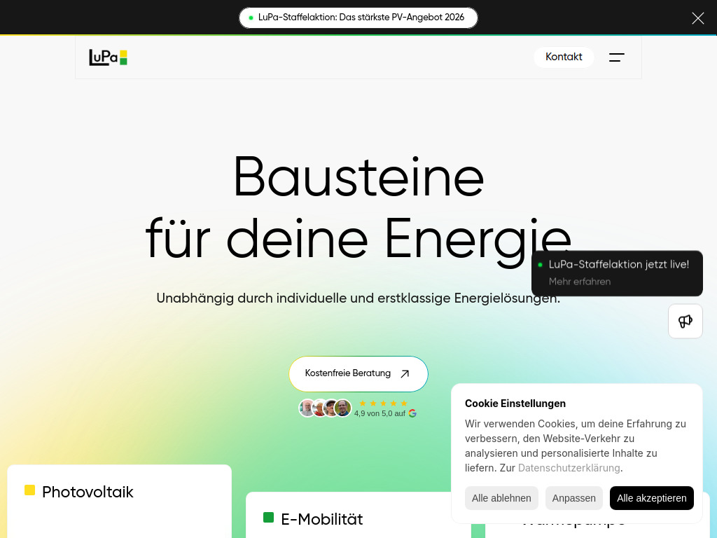 Website von LuPa Sonnenenergie GmbH in Höxter