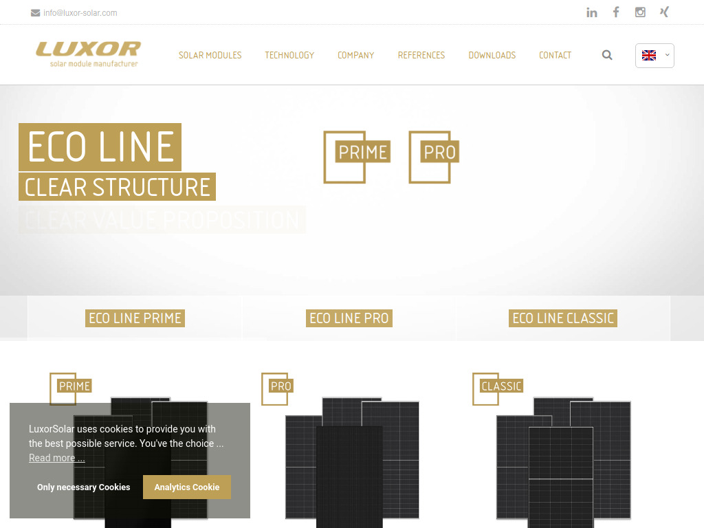 Website von Luxor Solar GmbH