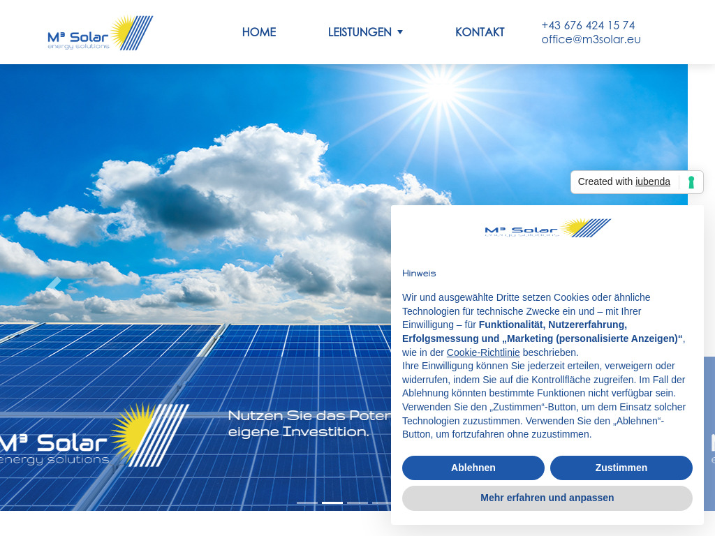 Website von M3 Solar GmbH in Altheim