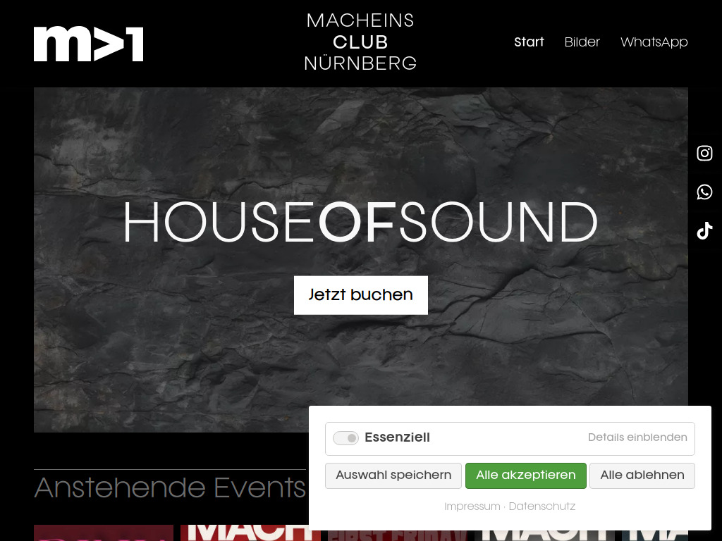 Website von mach1 Club GmbH in Nürnberg