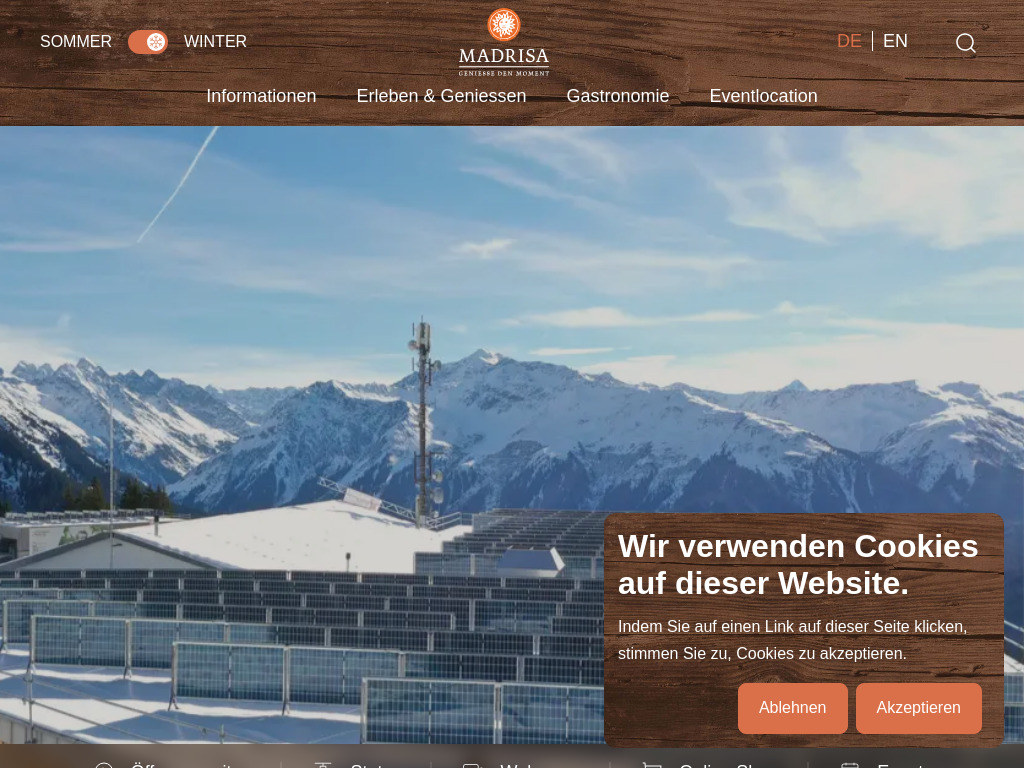 Website von Madrisa Bergbahnen in Klosters