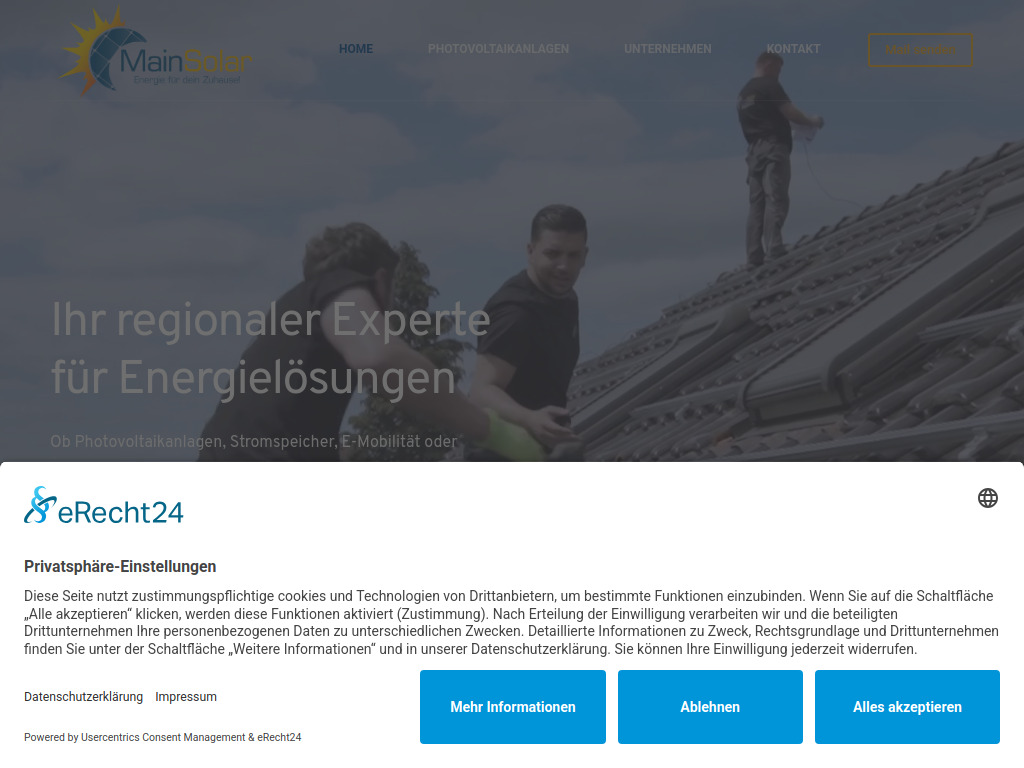 Website von MainSolar in Hanau