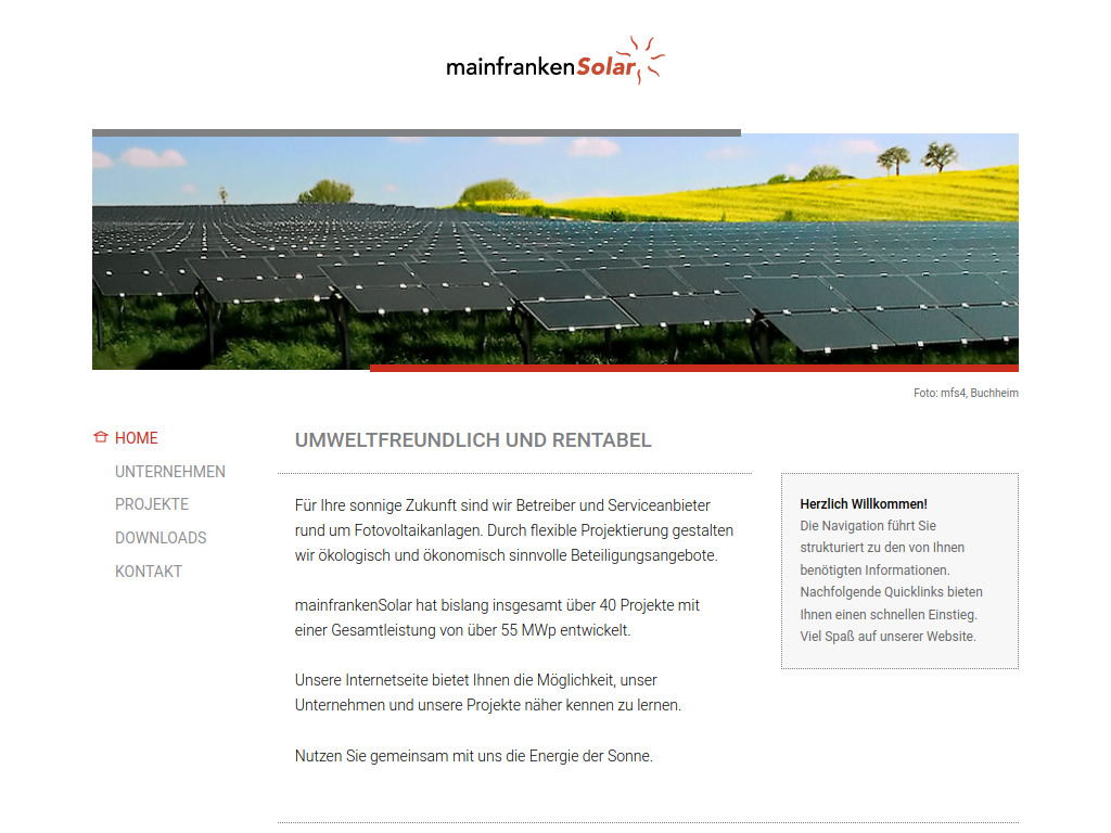 Website von mainfrankenSolar Ι Home in Veitshöchheim