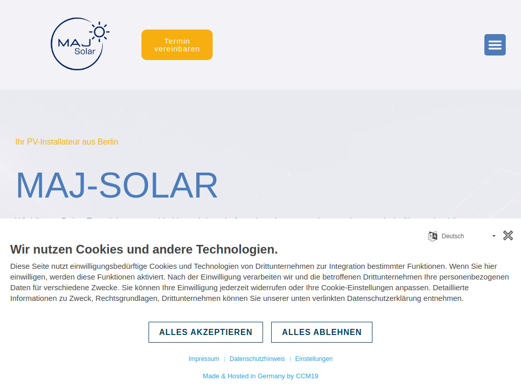 Website von MAJ-Solar GmbH in Berlin