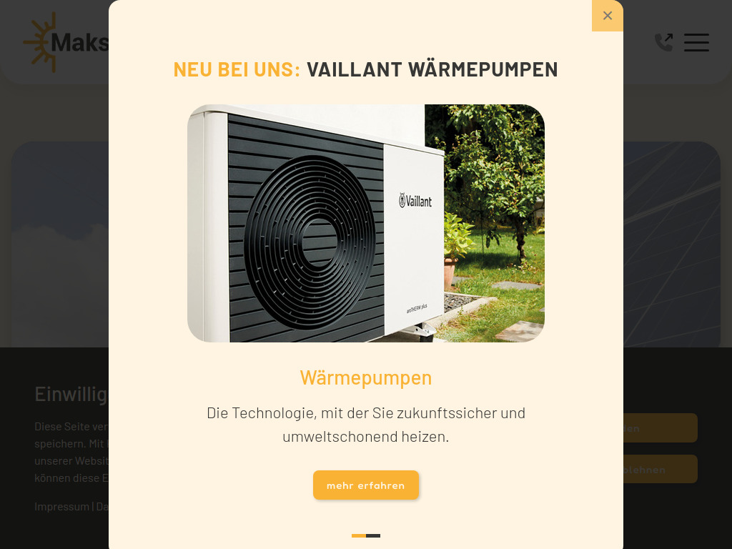 Website von MAKS Solartechnik GmbH in Sprockhövel