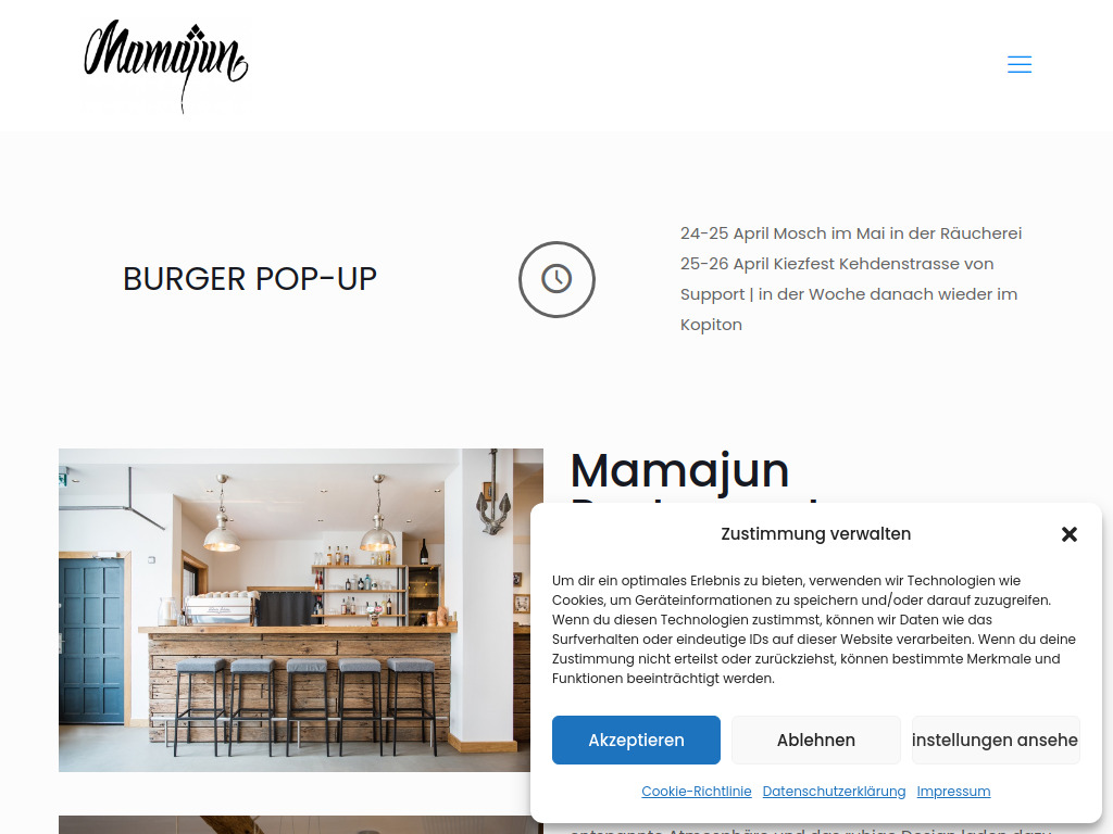 Website von Mamajun Restaurant in Kiel
