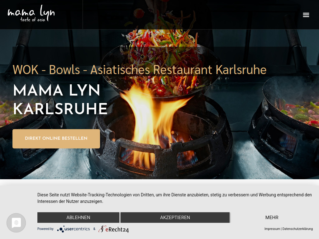 Website von Asia Restaurant Mama Lyn in Karlsruhe