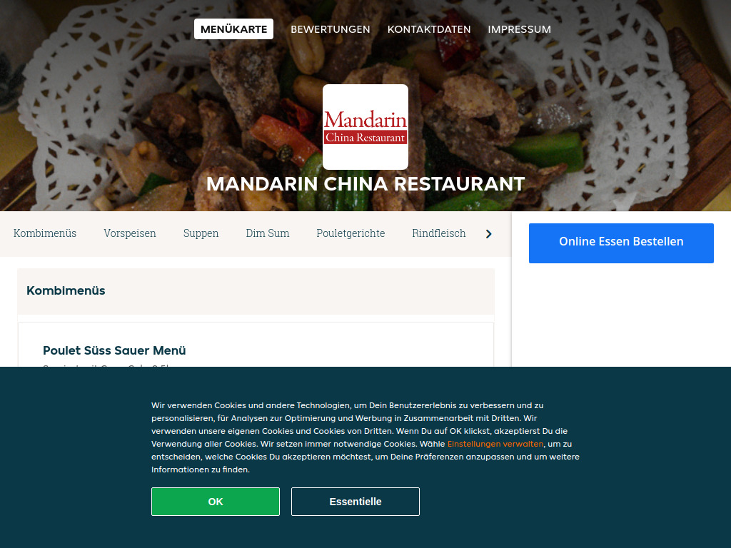 Website von Mandarin China Restaurant - Essen online bestellen in Unterengstringen in Unterengstringen