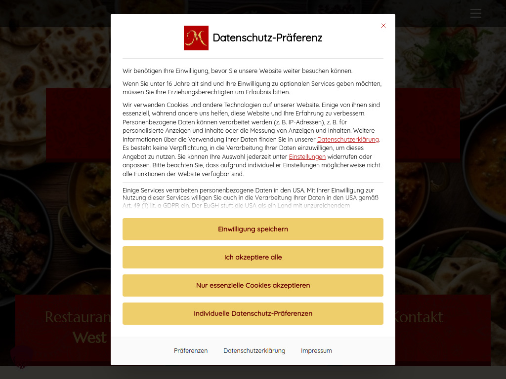 Website von Start - Mantra Indisches Restaurant Kühlungsborn in Kühlungsborn