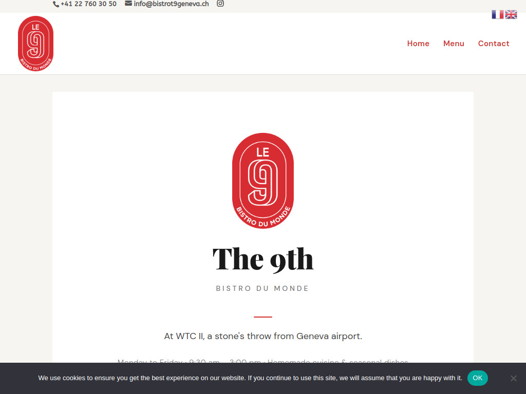 Website von Bistrot le 9 Genève in Cointrin