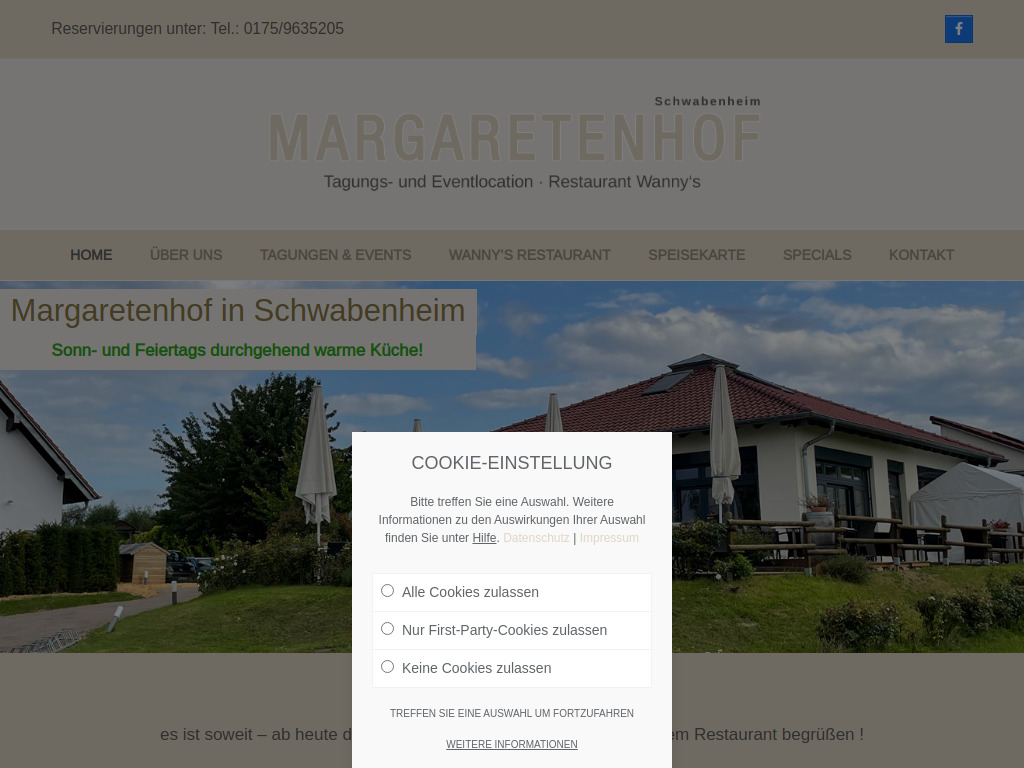 Website von Margaretenhof in Schwabenheim an der Selz