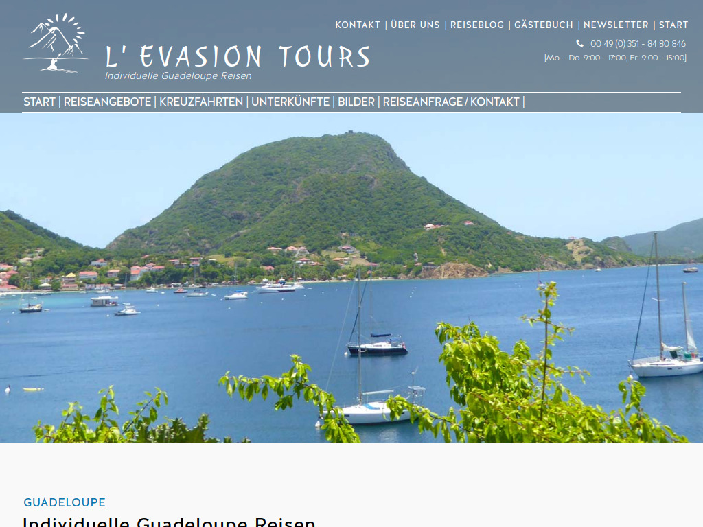 Website von Guadeloupe - Individuelle Reisen / Urlaub in Dresden