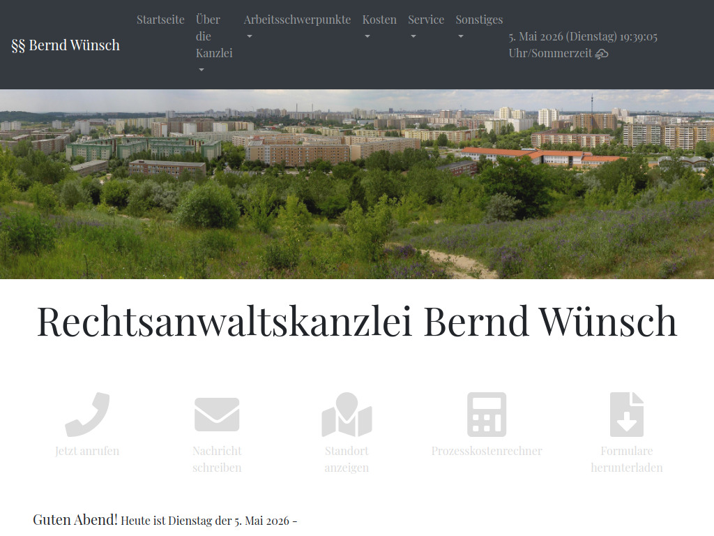 Website von Rechtsanwalt Bernd Wünsch in Berlin