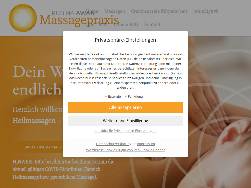 Website von Massagepraxis Rubina Awan in Edt bei Lambach