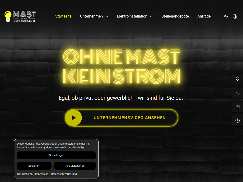 Website von MAST Elektro GmbH & Co. KG in Bad Nenndorf