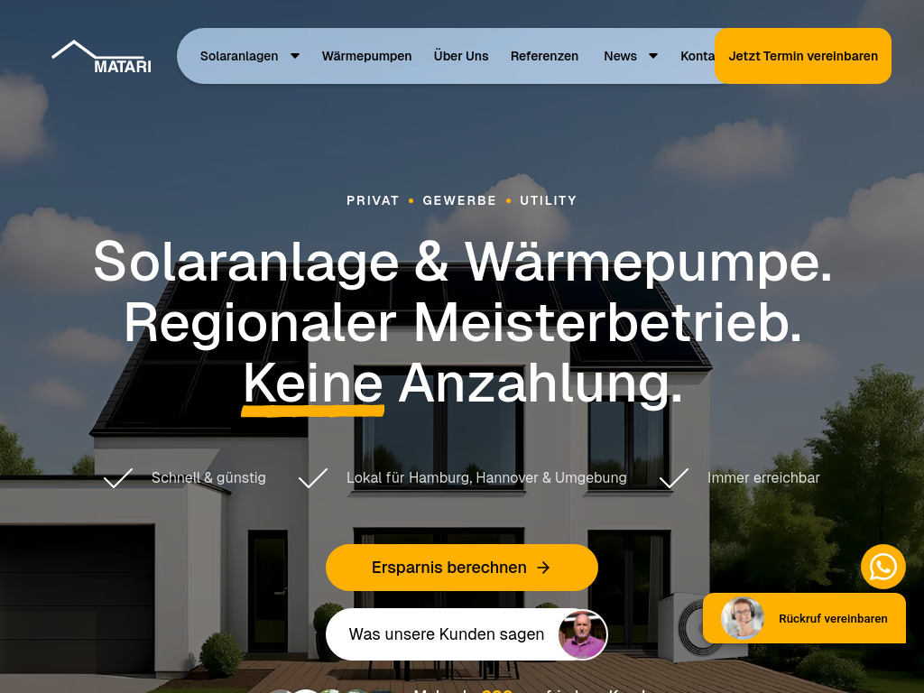 Website von Matari GmbH in Ahrensburg