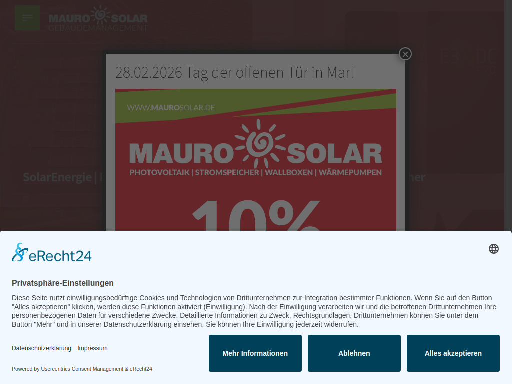 Website von Mauro Solar Gebäudemanagement GmbH in Marl