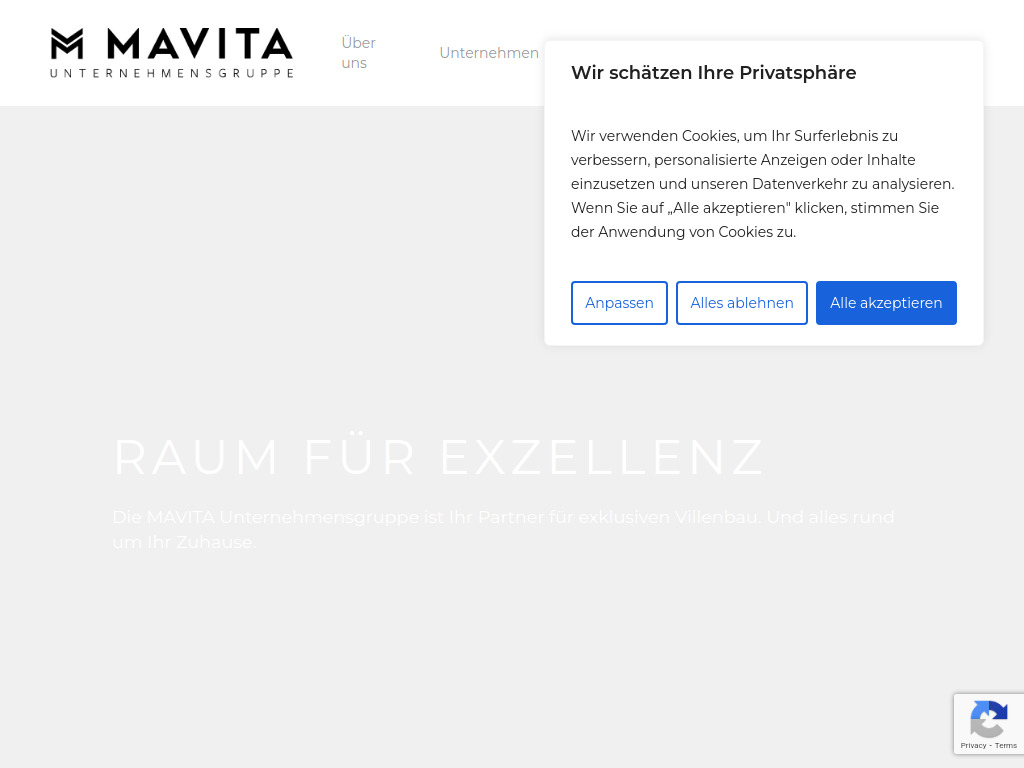 Website von MAVITA Beteiligungen GmbH in Grünwald