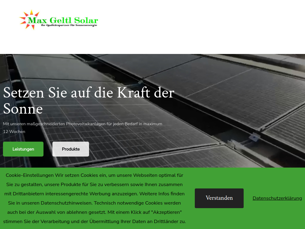 Website von MaxGeltlSolar GmbH in Wörth