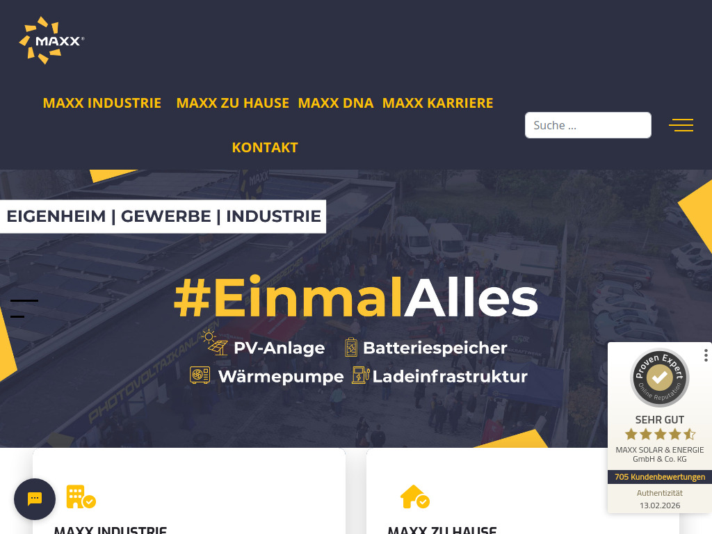 Website von MAXX SOLAR