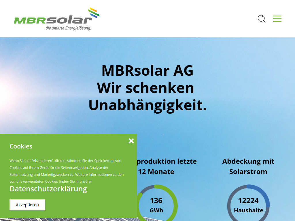 Website von MBRsolar AG in Wängi
