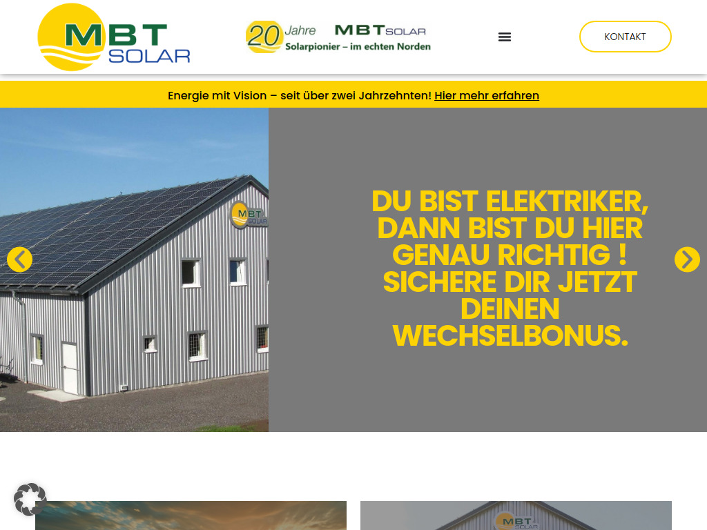 Website von MBT Solar GmbH & Co. KG in Hohn