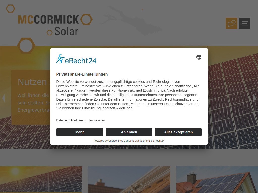 Website von McCormick Solar GmbH in Bad Saulgau