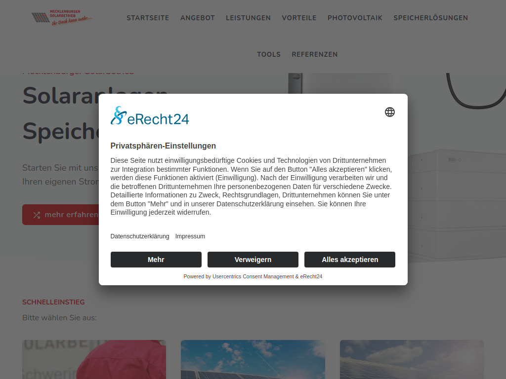 Website von Mecklenburger Solarbetrieb in Banzkow