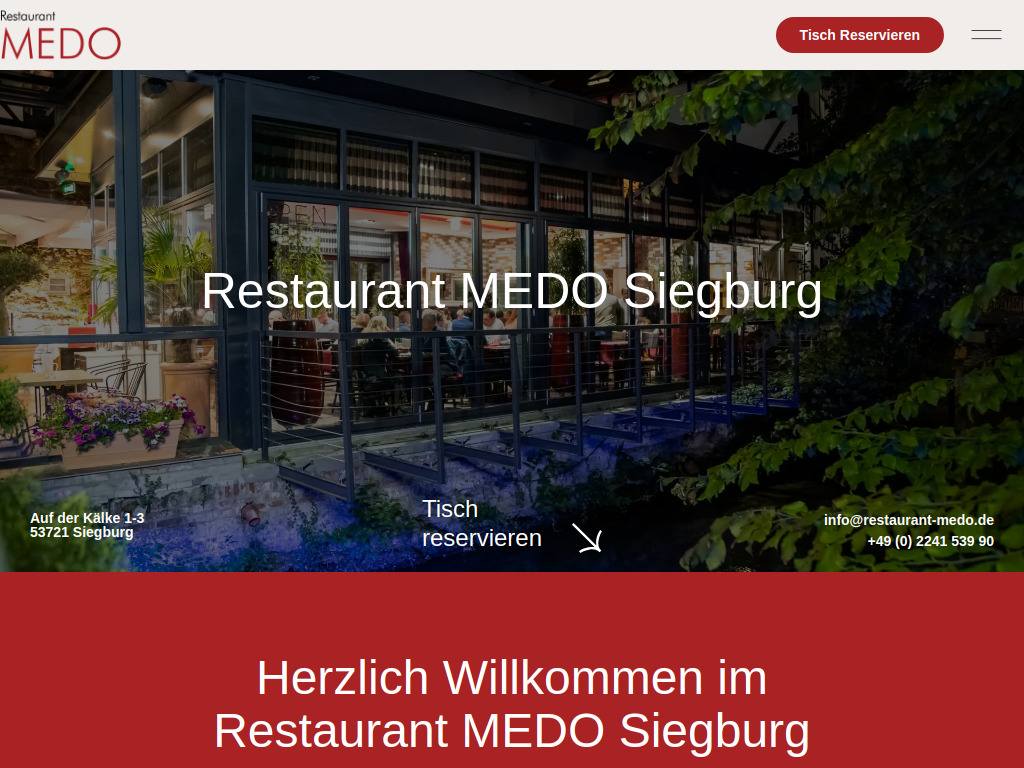 Website von Restaurant MEDO Siegburg in Siegburg